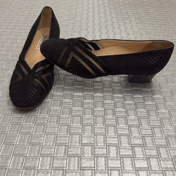 VALLEVERDE suede metallic silver low heels size 37 1/2 (6) - Picture 1 of 11